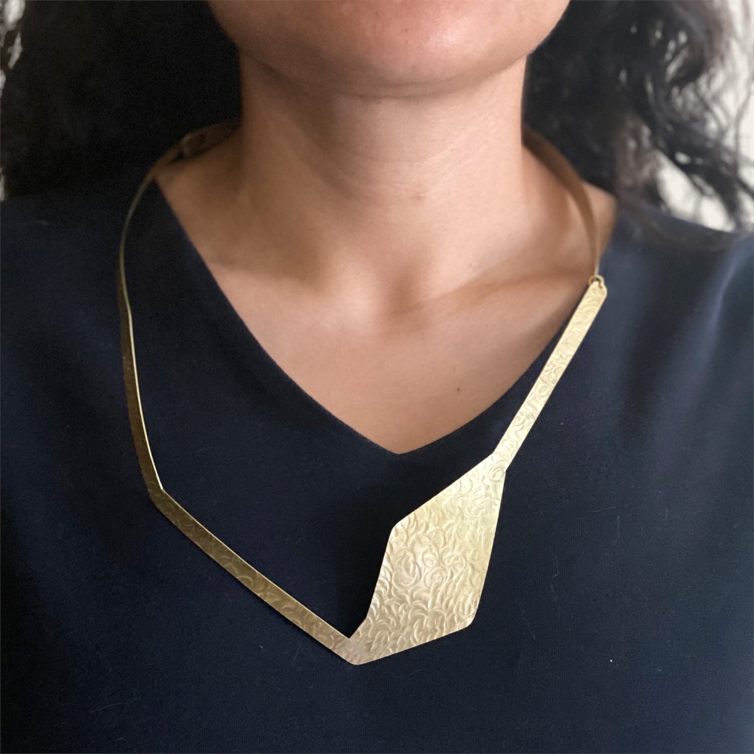 SHARE 4 Flat Angular Contemporary Necklace from the FIGURE Collection