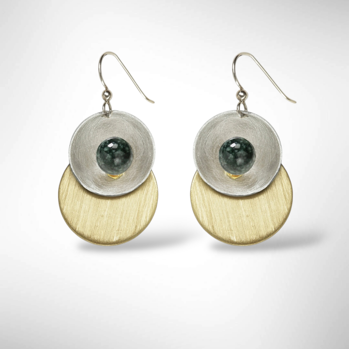 GEOMETRIC STUDIES | COSMO Versatile Mixed Metal Drop Earrings with Guatemalan Jade