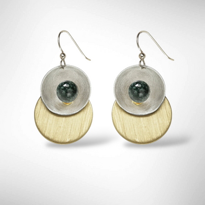 GEOMETRIC STUDIES | COSMO Versatile Mixed Metal Drop Earrings with Guatemalan Jade