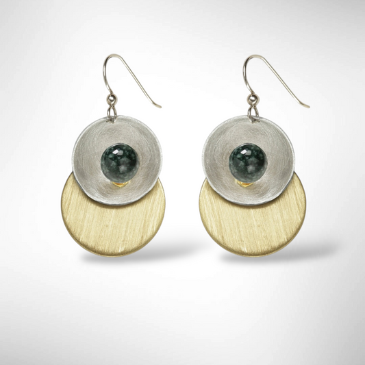 GEOMETRIC STUDIES | COSMO Versatile Mixed Metal Drop Earrings with Guatemalan Jade