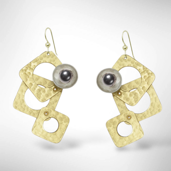 GROW LONG 3 Piece Angular Dangle Earrings with metal and bead options from the SCULPTURAL Collection