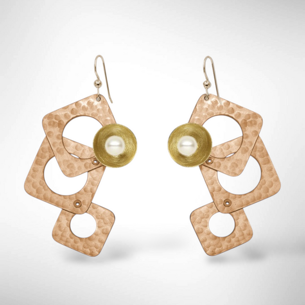 GROW LONG 3 Piece Angular Dangle Earrings with metal and bead options from the SCULPTURAL Collection