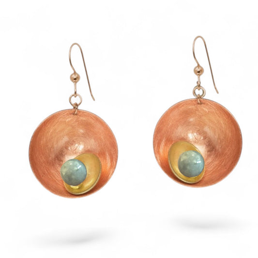 SCHEMA | SPARK SMALL Mixed Metal Saucer Earrings with Jade