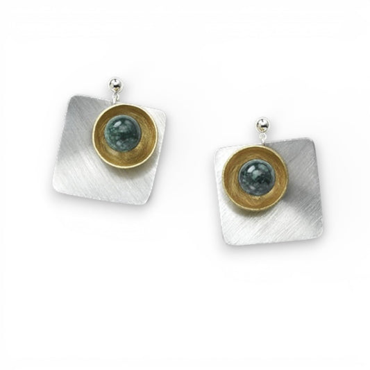 GEOMETRIC STUDIES | SPRAY Square Sculptural Mixed Metal Earrings - Copper or Aluminum