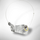 BRUSH Wavy Artistic Metal Statement Necklace with Front Closure from the SCULPTURAL Collection with Simulated Pearl or Jade option