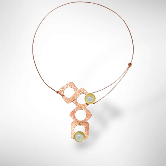 GEOMETRIC STUDIES | GROW Cubic Mixed Metal Necklace with Guatemalan Jade