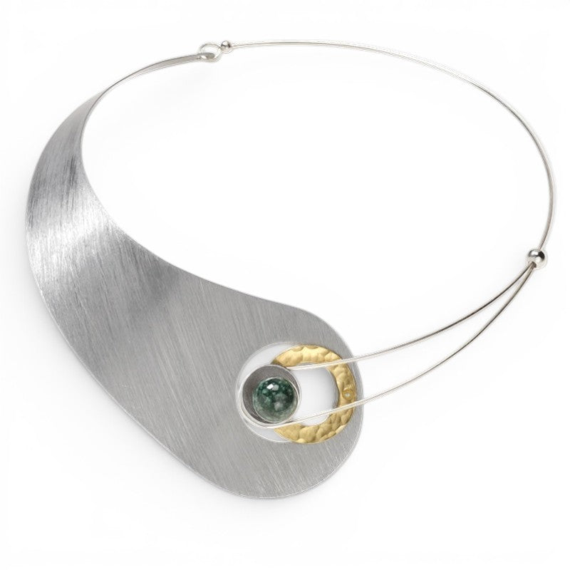 GEOMETRIC STUDIES | MOON - Our Signature Piece -  Elegant Asymmetrical Collar Necklace with Jade