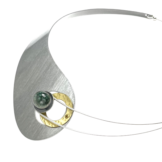 GEOMETRIC STUDIES | MOON - Our Signature Piece -  Elegant Asymmetrical Collar Necklace with Jade