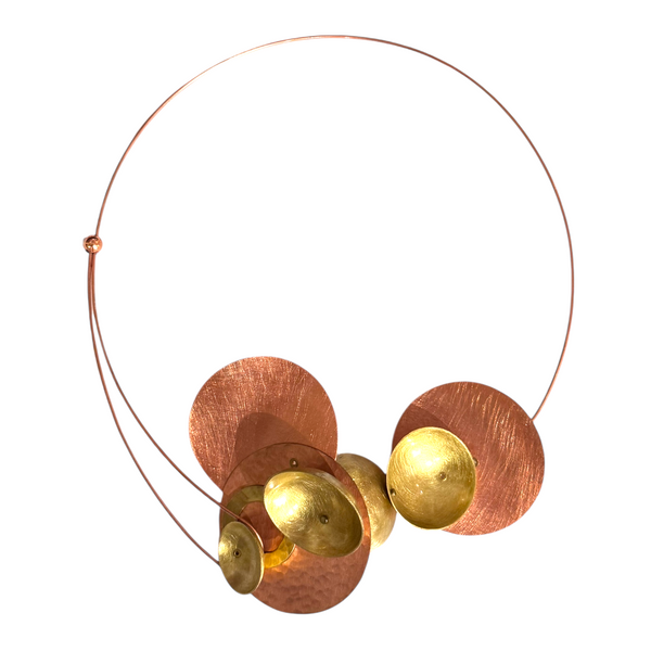 SKY Wow Factor Mixed Metal Structrual Statement Necklace with Front Closure from the SCULPTURE Collection