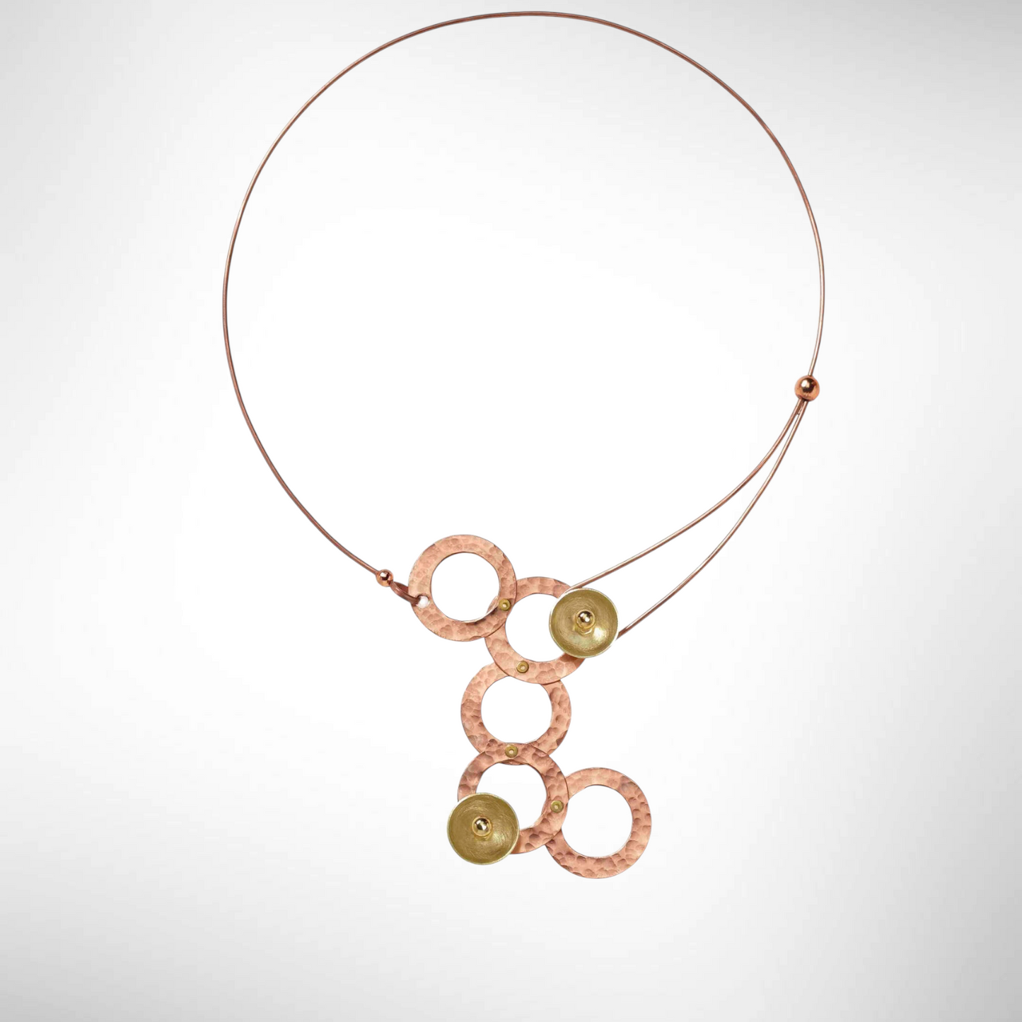 STREAM Small Cascading Mixed Metal Necklace from the SCULPTURAL Collection with Simulated Pearl or Jade option