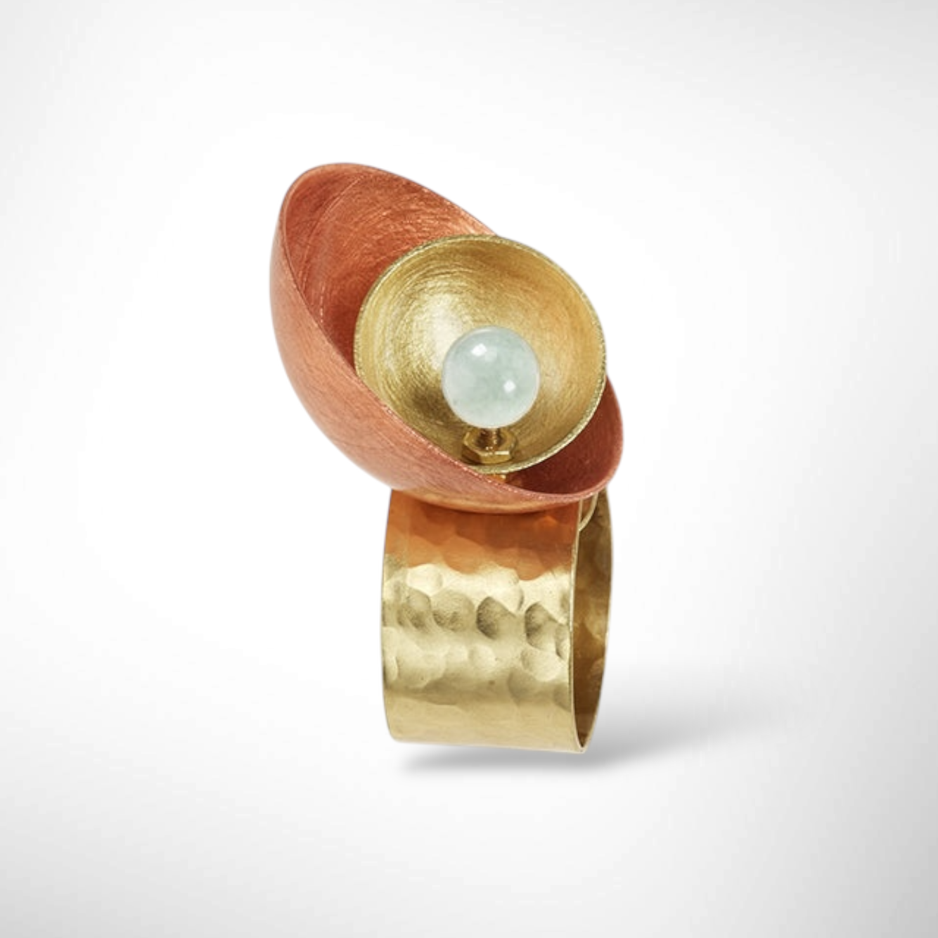 SCHEMA | BARK Tall 3D Sculptural Ring with Jade