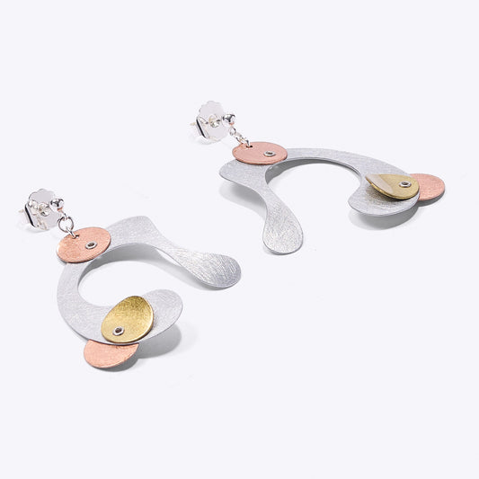 BUBBLES | POP 1 Dripping Tri Metal Dangle Earrings