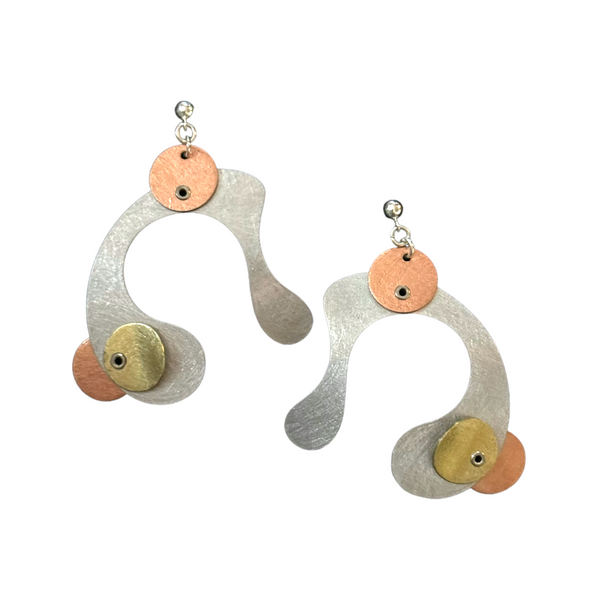 POP 1 Dripping Tri Metal Dangle Earrings from BUBBLES