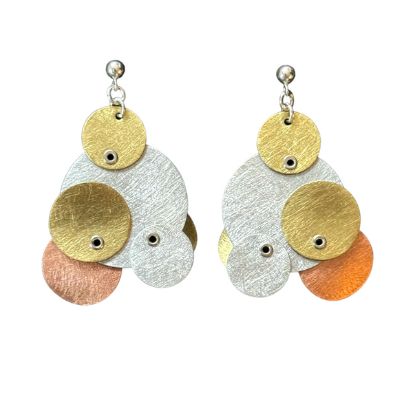 TICKLE 1 Tri Metal Circle Earrings from the BUBBLES