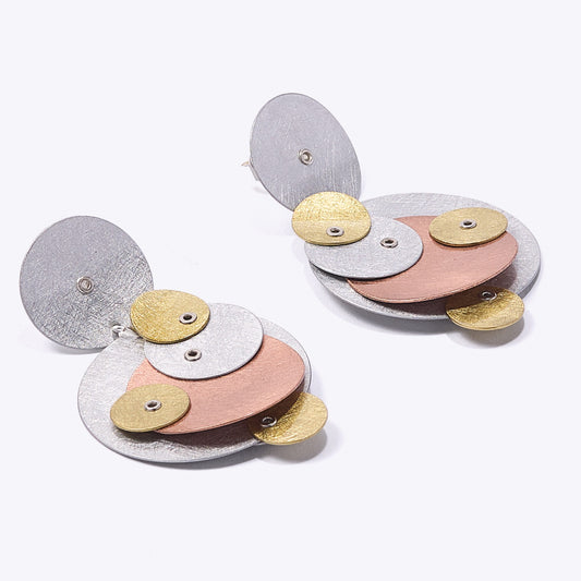 BUBBLES | TICKLE 3 Large Mixed Metal Circle Earrings