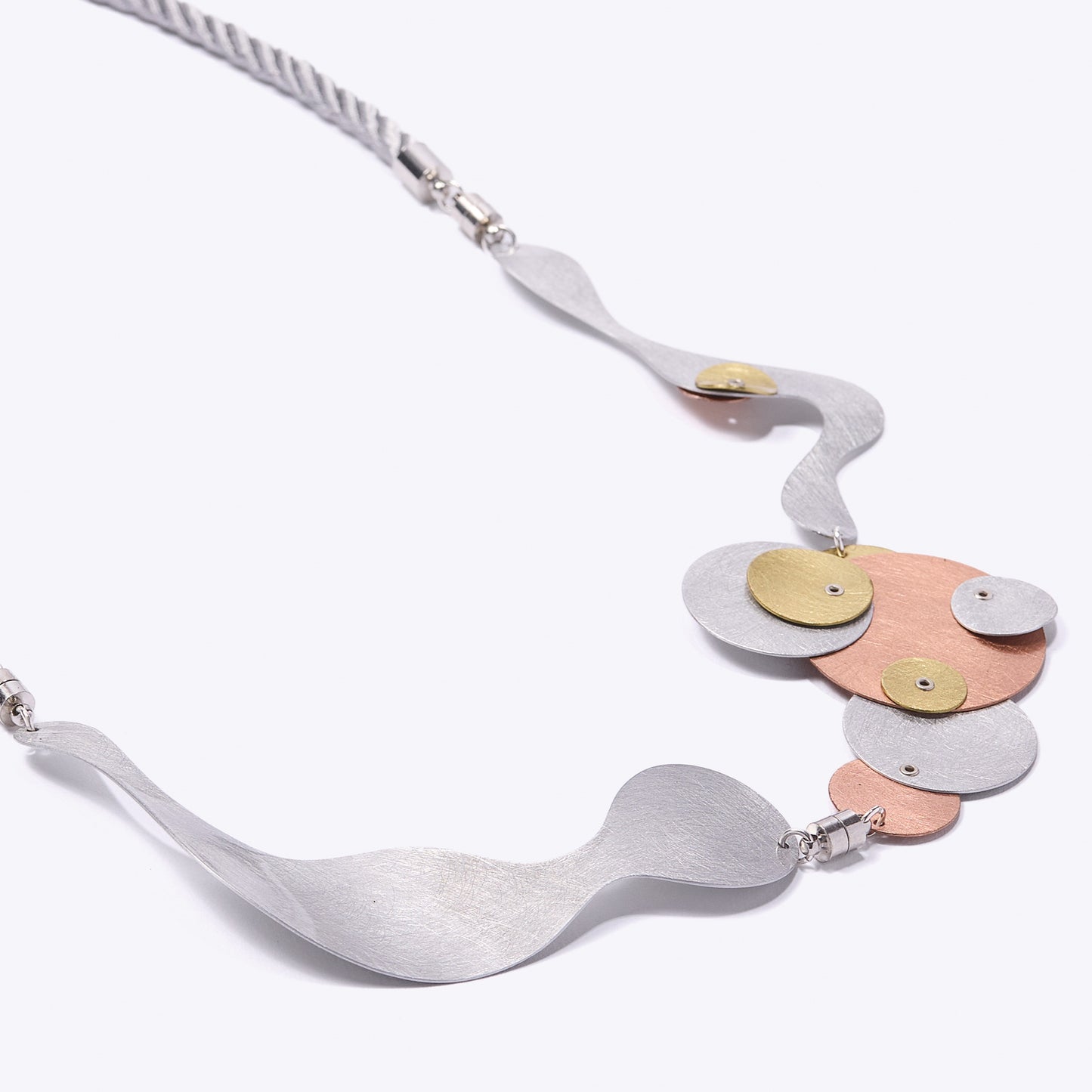 FLOAT 3 Tri-Metal Bubble Necklace, Aluminum Brass Copper, Interchangeable Design