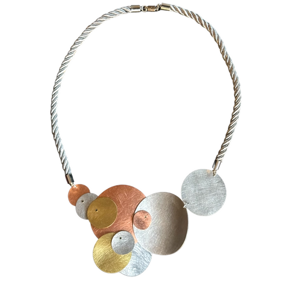 TICKLE 2 Statement Mixed Metal Circles Necklace