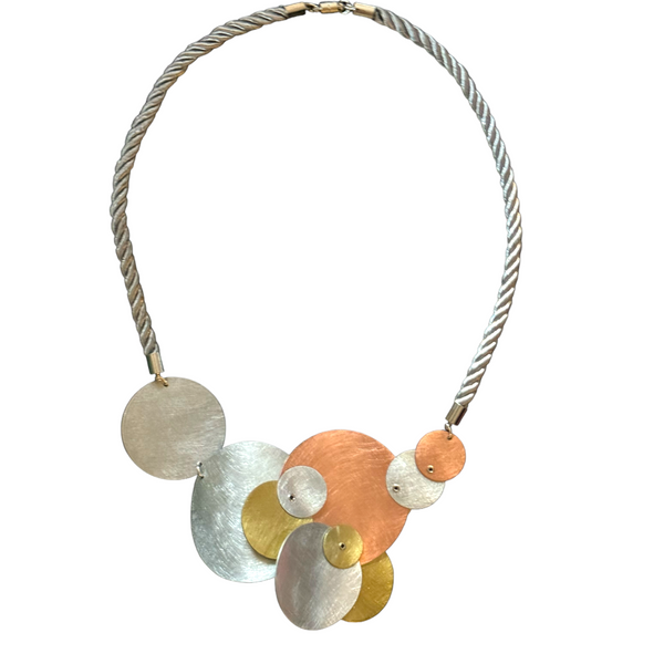 TICKLE 2 Statement Mixed Metal Circles Necklace