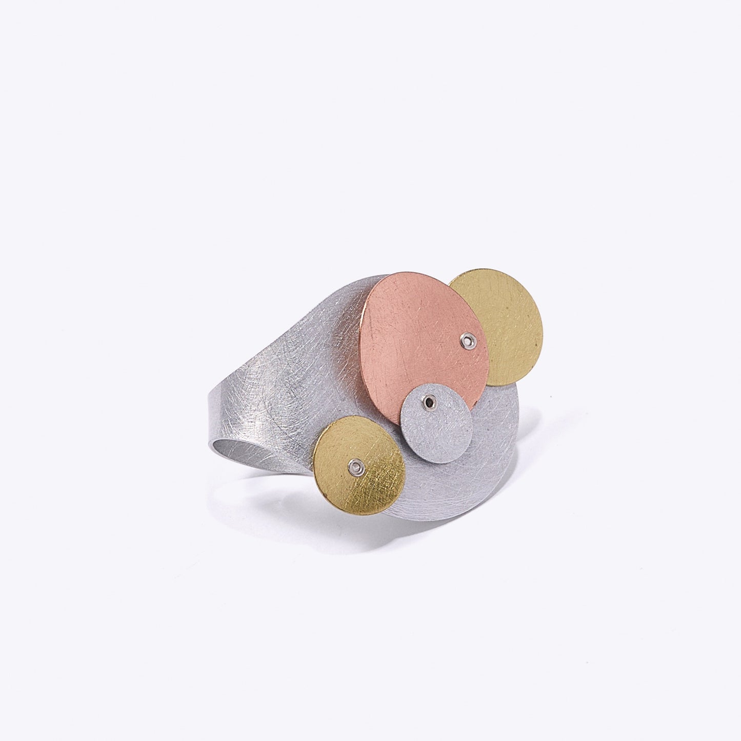 BUBBLES | TICKLE 1 Adjustable Cross Finger Mixed Metal Statement Ring