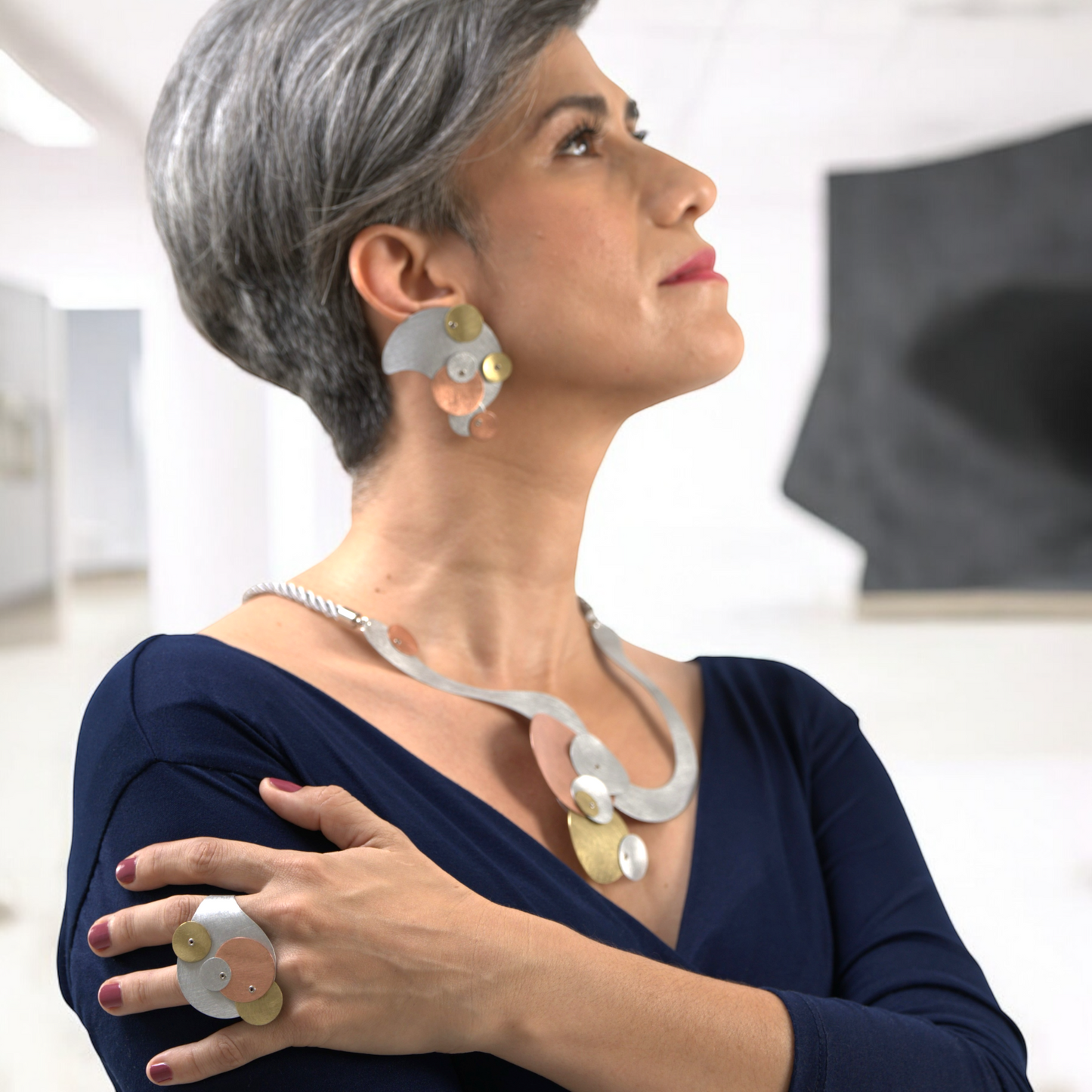 FLOAT 2 Tri Metal Tri Metal Floating BUBBLE Necklace