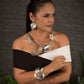 VIBE 1 Wearable Sculpture Sound Wave Necklace from the SOUND Collection with Simulated Pearls
