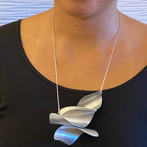 SET Popular 3 wave design long pendant style Necklace with Sterling Silver Chain from the WATER Collection