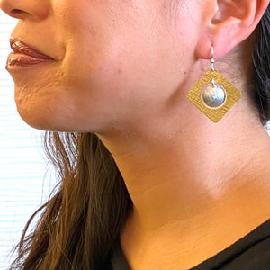FLOAT Two Piece Square and Floating Circle Earrings from the SCULPTURAL Collection