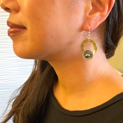EVERYDAY | TIDE Mixed Metal Circle Dangle Earrings: Brass or Copper