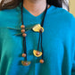 SOFIA Adjustable, Artistic Pattern Thread and Wood Necklace