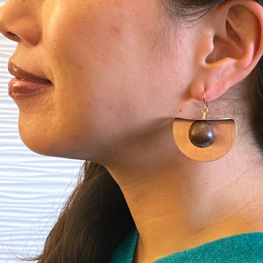 Metal Wood Earrings 