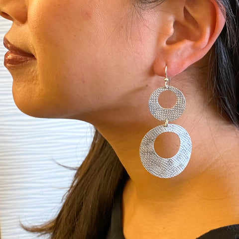 SOLAR LARGE Light Weight Aluminum Circle Dangle Earring from the SCULPTURAL Collection