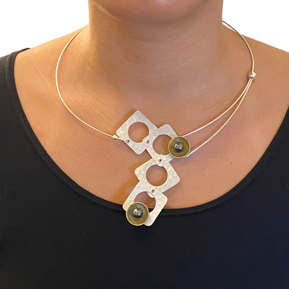 GROW Cubic Mixed Metal Necklace with Simulated Pearl