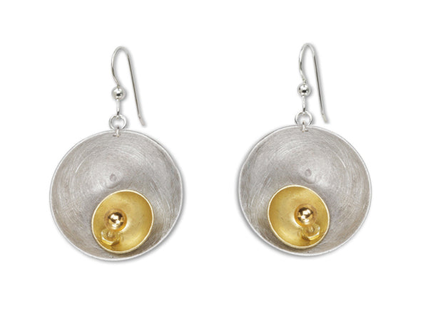 SPARK Striking Dome Shaped Mixed Metal Earrings with Metal and Accent Bead Options from the SCULPTURAL Collection