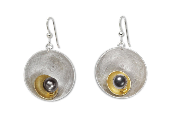 SPARK Striking Dome Shaped Mixed Metal Earrings with Metal and Accent Bead Options from the SCULPTURAL Collection