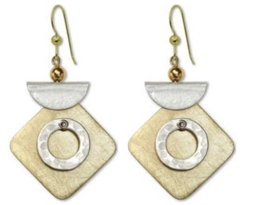 SWING Popular Mixed Metal Dangle Earrings with Metal Options from the SCULPTURAL Collection