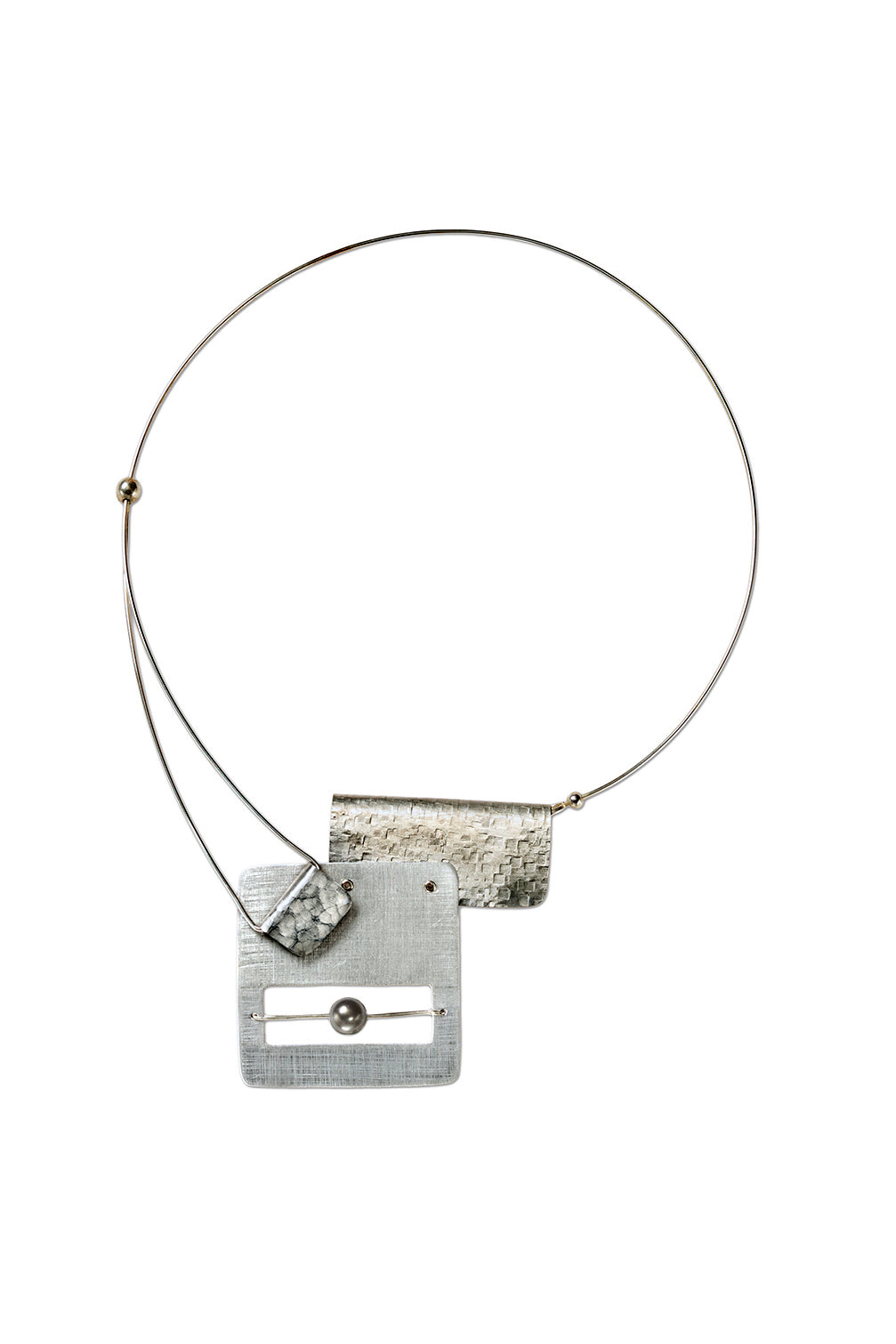 BOOK1 Front Clasp Square and Rectangle Metal Necklace