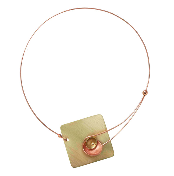 DAWN Best Selling Small Angular Metal Necklace from the SCULPTURAL Collection with Simulated Pearl or Jade option