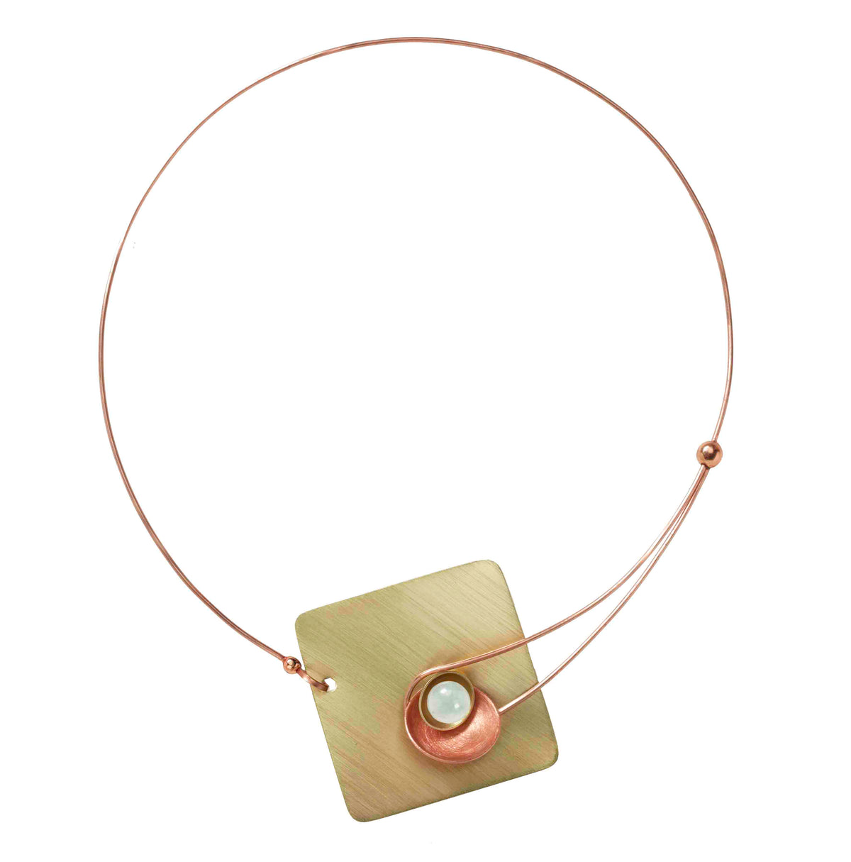 GEOMETRIC STUDIES | DAWN Small Angular Metal Necklace with Guatemalan Jade