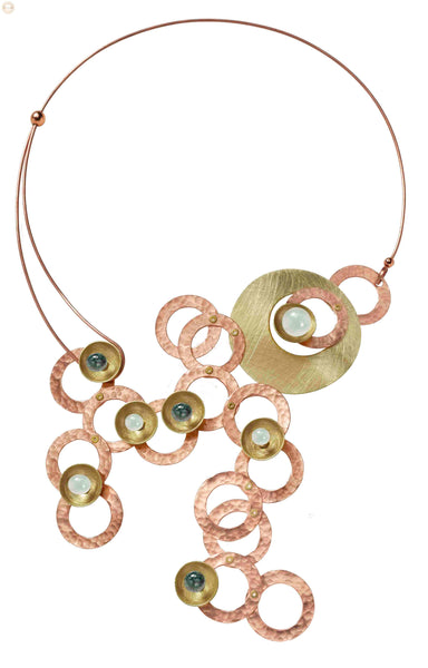 RIVER Centerpiece Focal Statement Necklace from the SCULPTURAL Collection with Simulated Pearl and Jade options