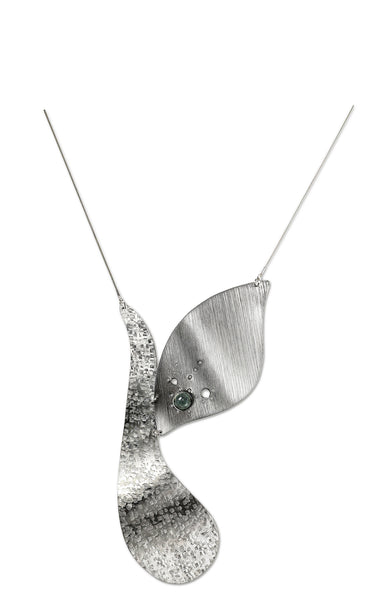 COVE Moving Wave Ocean Inspired Contemporary Necklace on Sterling Chain from the WATER Collection