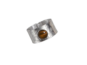 PUSH Metal & Tigereye Unisex Ring from the MACHINE Collection