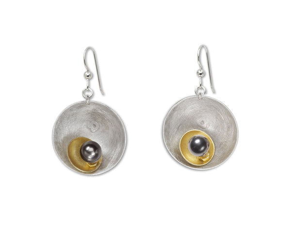 SPARK SMALL Perfect Go-To Mixed Metal Earrings with Metal and Accent Bead Options from the SCULPTURAL Collection