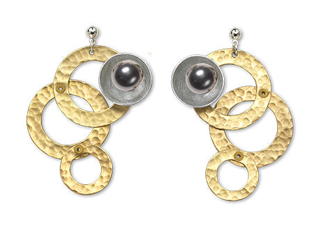 BROOK Dramatic Gold and Silvertone Post Earrings with Accent Bead Options from the SULPTURAL COLLECTION