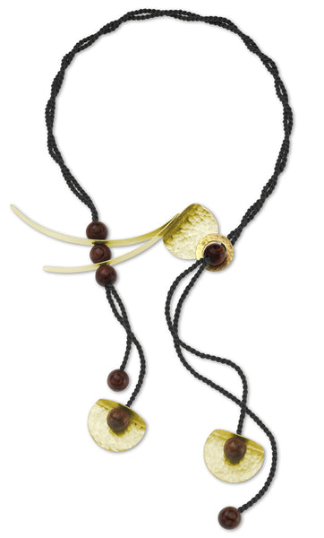 SOFIA Adjustable, Artistic Pattern Thread and Wood Necklace