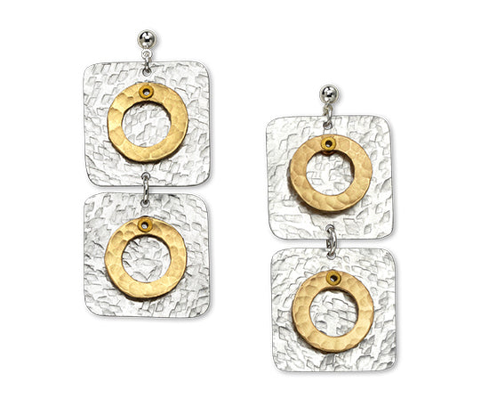 DANCE LONG Double Square Rectangular Post Dangle Earring from the SCULPTURAL Collection