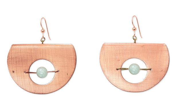 AXIS FOLD Contemporary Metal Dangle Earrings with Suspended Stone from the SCULPTURAL Collection