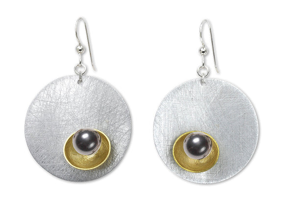 BUD Modern Round Earrings in 3 metals with 3 accent bead options from the SULPTURAL Collection.