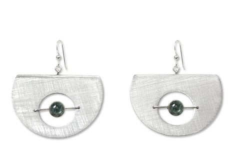 AXIS FOLD Contemporary Metal Dangle Earrings with Suspended Stone from the LIMINAL Collection