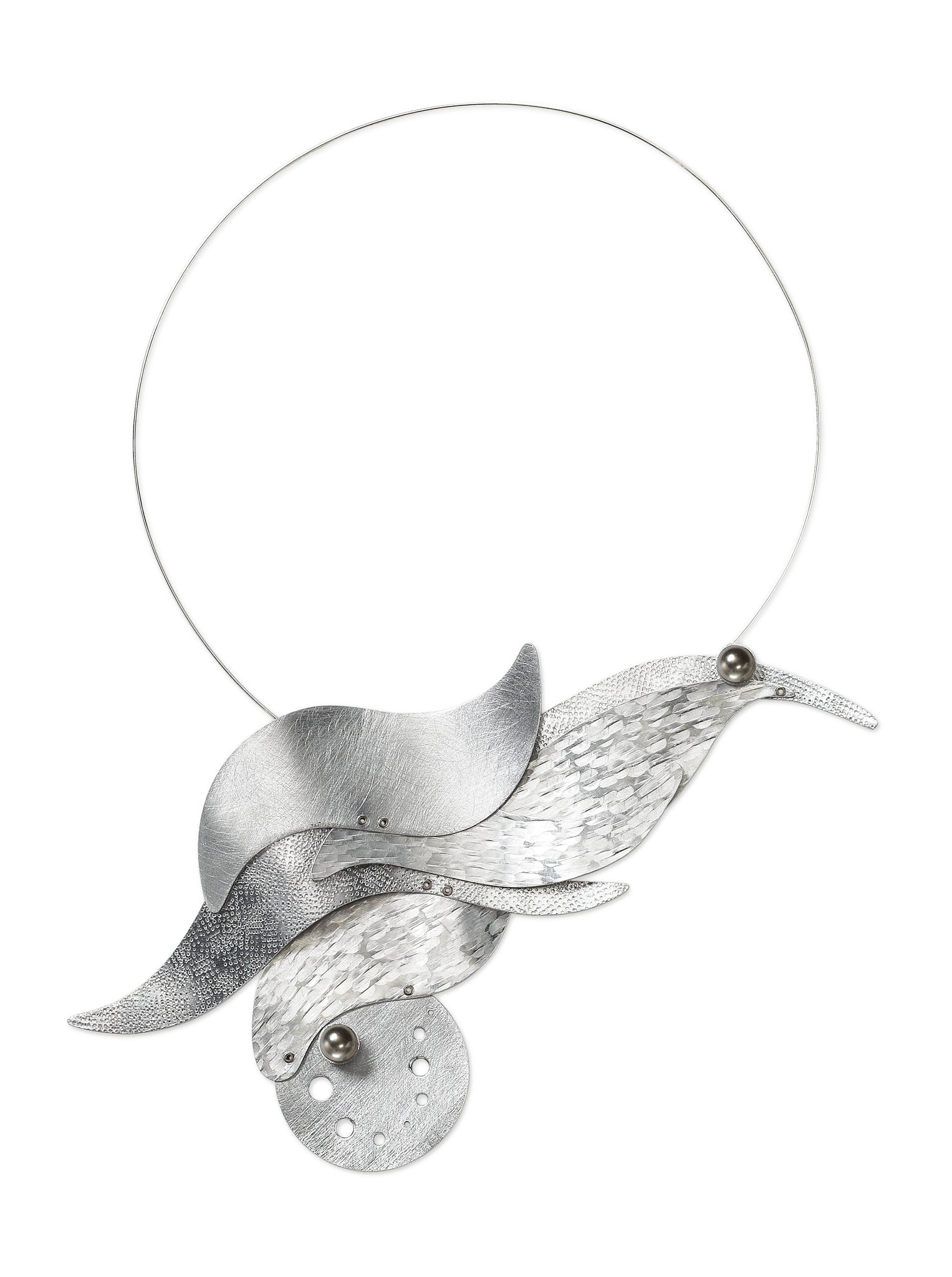 SURF Show Stopping Statement Necklace featuring flowing waves and sea foam design with front clasp from the WATER Collection