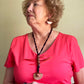 RUBIA Popular Long, Zig Zag, Over the Head, Organic Textile and Wood Necklace